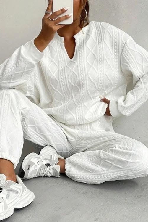 White Cable Two Piece Set (Preorder)