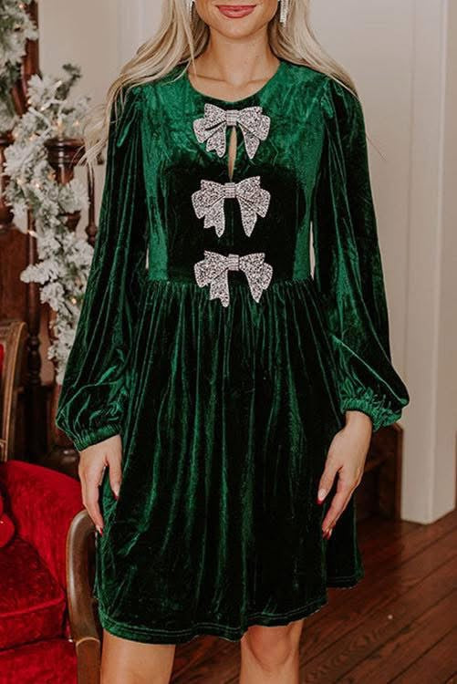 Green Velvet Dress (Preorder)