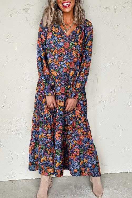 Long Sleeve Floral Maxi Dress (Preorder)