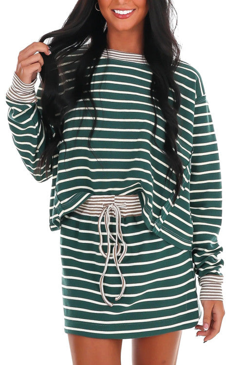 Green Striped Two Piece Set (Preorder)