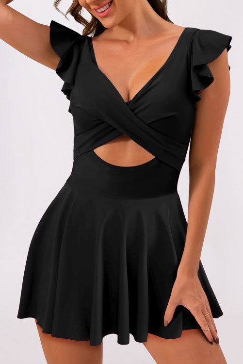 Black Cutout Swim Dress (Preorder)