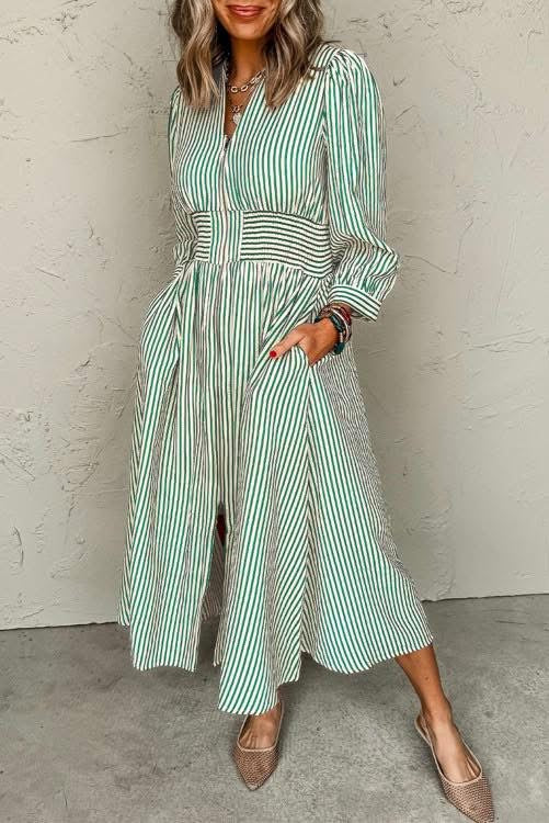 Long Sleeve Striped Maxi Dress (Preorder)