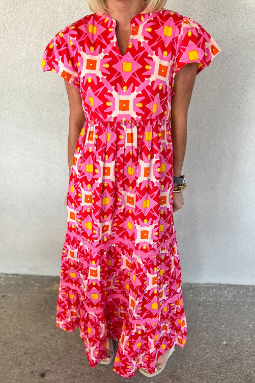 Abstract Printed Maxi Dress (Preorder)