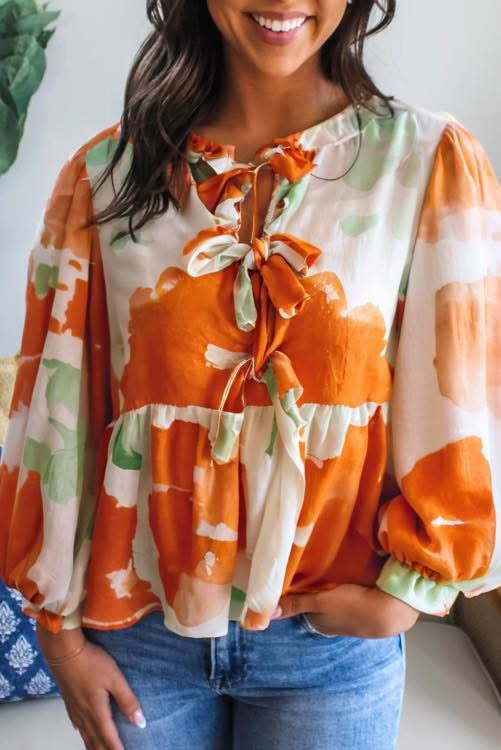 Orange Floral Blouse (preorder)