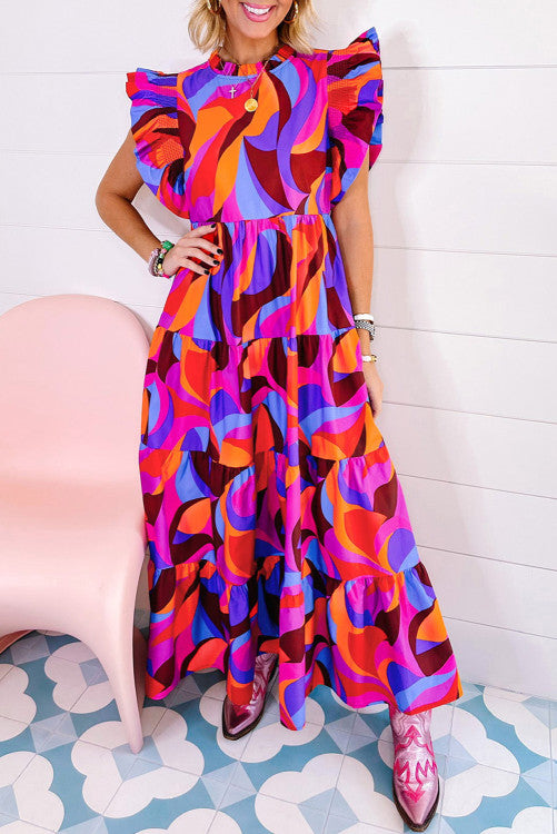 Abstract Printed Maxi Dress (Preorder)
