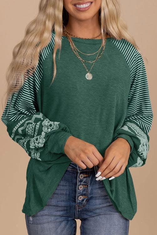 Green Raglan Sleeve Top (Preorder)