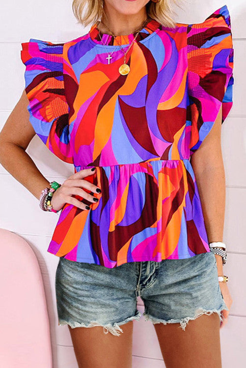 Abstract Printed Blouse (Preorder)