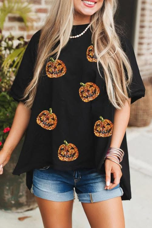 Sequin Pumpkin Tee (Preorder)