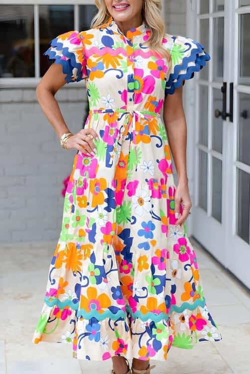 Floral Printed Midi Dress (Preorder)