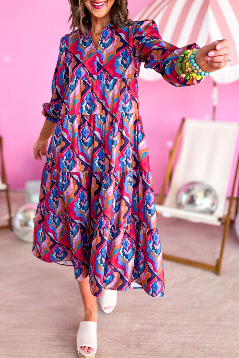 Long Sleeve Printed Maxi Dress (Preorder)