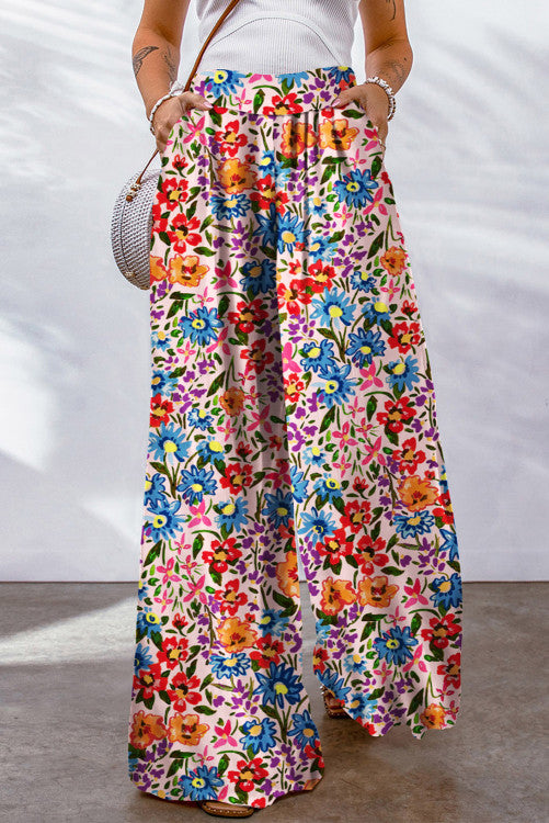 Floral Wide Leg Pants (Preorder)