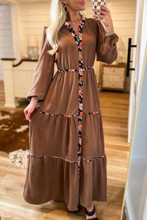 Floral Trim Maxi Dress (Preorder)