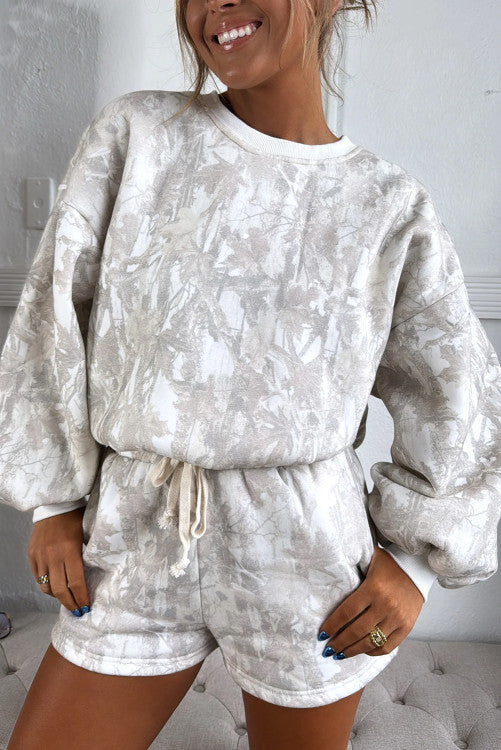 Gray and White Camo Two Piece Set (Preorder)