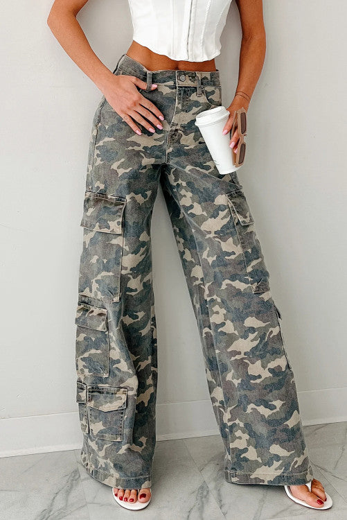 Camo Wide Leg Pants (Preorder)