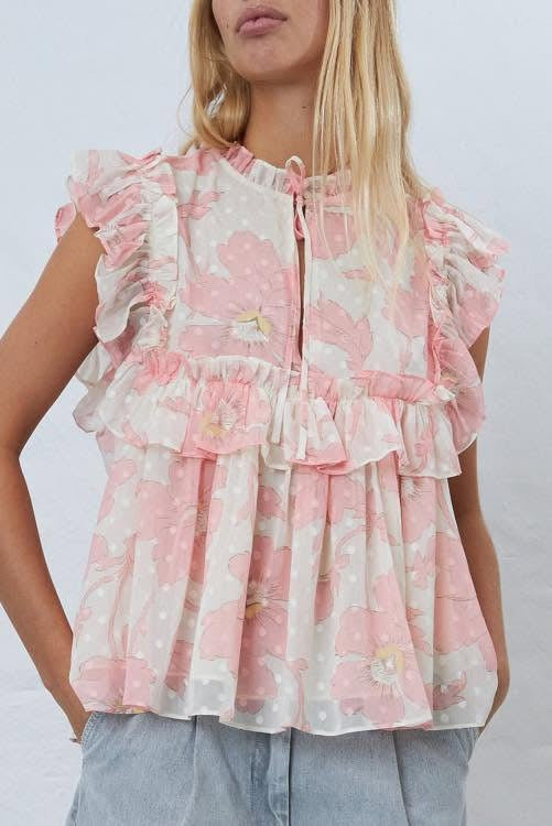 Ruffled Floral Printed Blouse (Preorder)