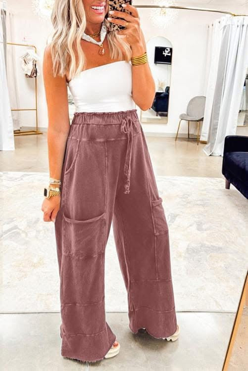 Mineral Wash Wide Leg Pants (Preorder)