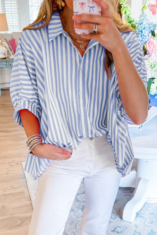Oversized Striped Button Down (Preorder)