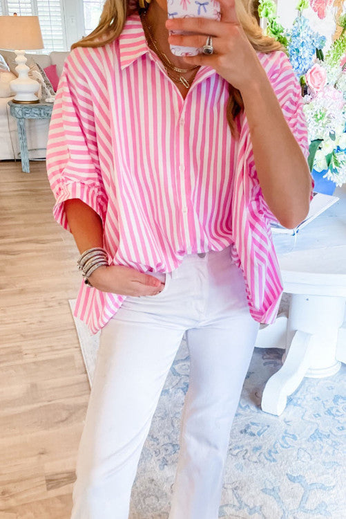 Oversized Striped Button Down (Preorder)