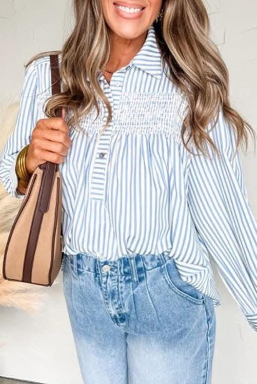 Blue Striped Blouse (Preorder)