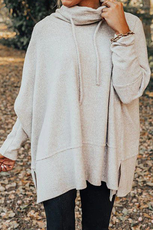 Gray Oversized Cowl Neck Sweater (Preorder)