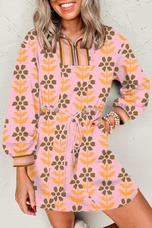 Tie Waist Printed Dress (Preorder)