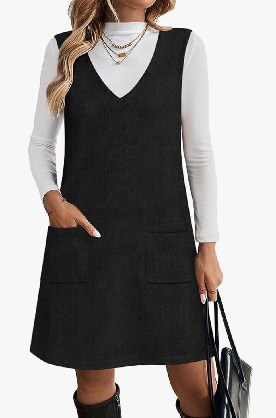 Black Sweater Vest Dress (Preorder)