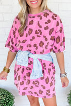 Load image into Gallery viewer, Vintage Washed Leopard Tee Shirt Dress (Preorder)
