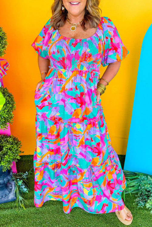 Plus Printed Maxi Dress (Preorder)