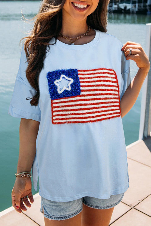 Blue Textured Flag Tee (Preorder)