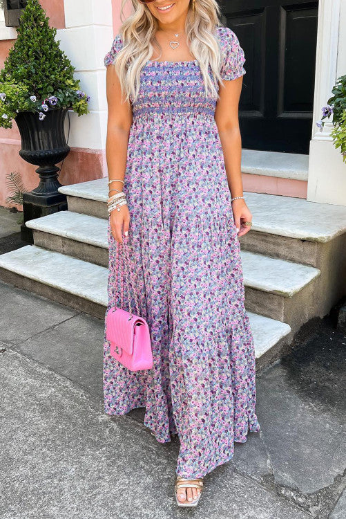 Purple Floral Maxi Dress (Preorder)