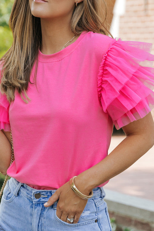 Pink Tulle Sleeve Top (Preorder)