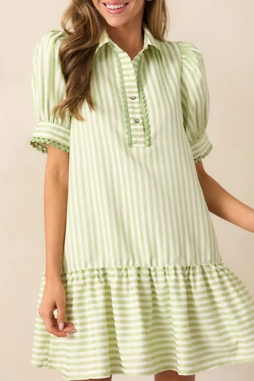 Green Striped Dress (Preorder)