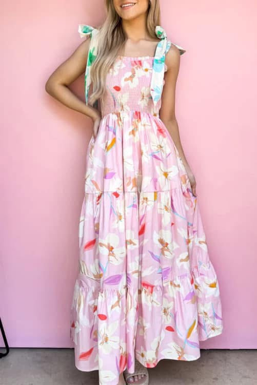 Tie Strap Floral Maxi Dress (Preorder)