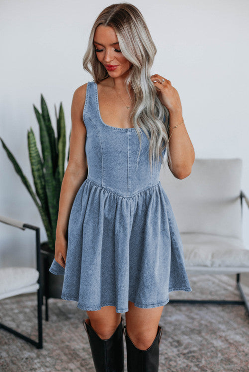 Denim Bow Dress (Preorder)