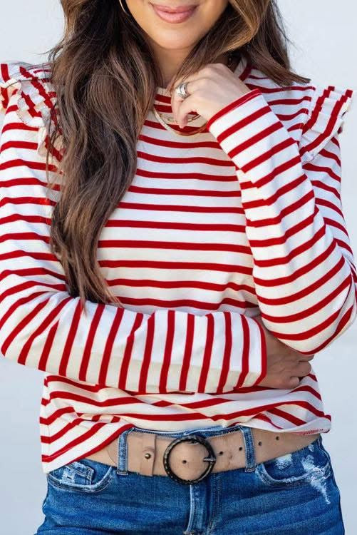 Striped Ruffle Top (Preorder)