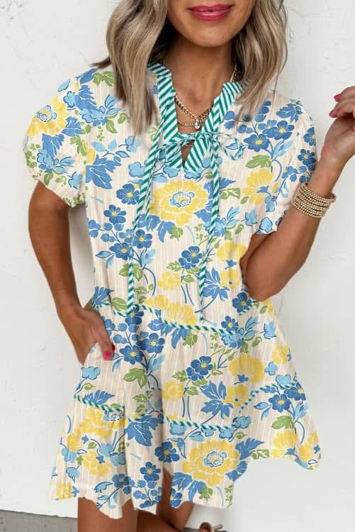 Floral Puff Sleeve Dress (Preorder)