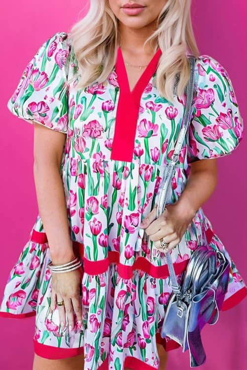 Floral Puff Sleeve Dress (Preorder)