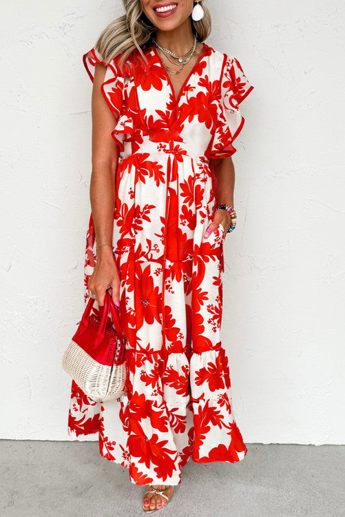 Red Floral Maxi Dress (Preorder)