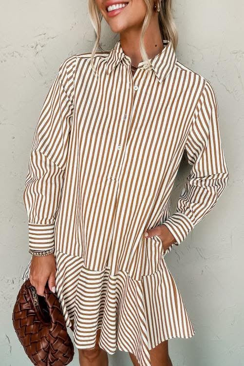 Striped Shirt Dress Dress (Preorder)