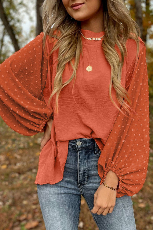Swiss Dot Rust Blouse (Preorder)