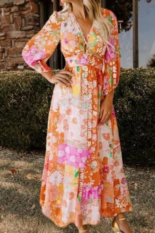 Floral Long Sleeve Maxi Dress (Preorder)