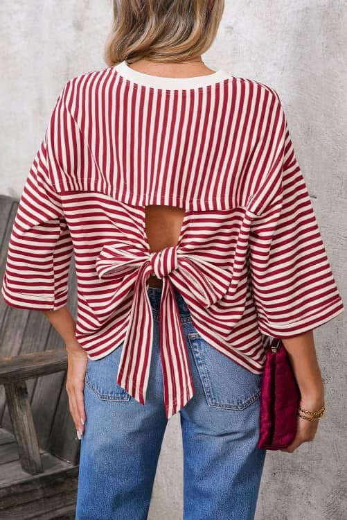 Striped Tie Back Tee (Preorder)