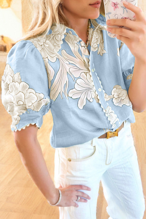 Blue Floral Top (Preorder)