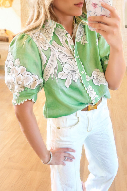 Green Floral Top (Preorder)