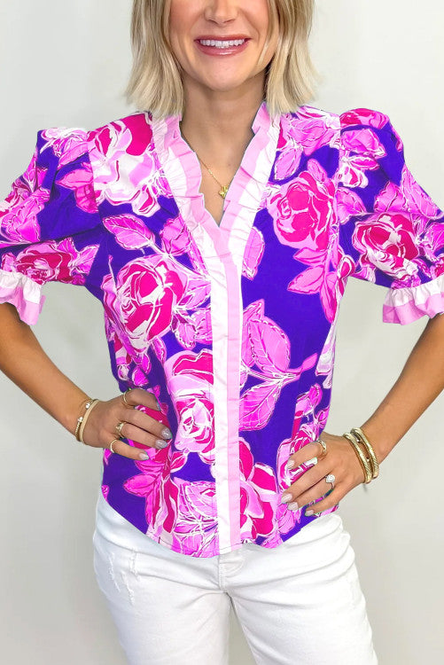 Pink and Purple Floral Top (Preorder)