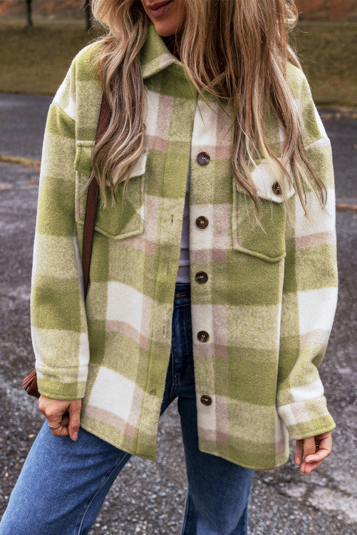 Green Plaid Shacket (preorder)