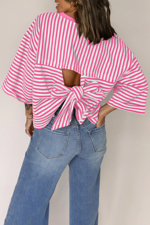 Striped Tie Back Tee (Preorder)