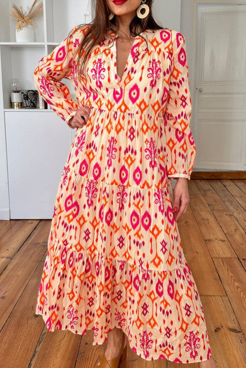 Long Sleeve Printed Maxi Dress (Preorder)