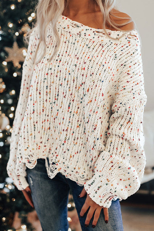 Confetti Distressed Sweater (Preorder)