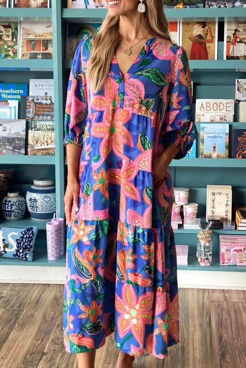 Floral Long Sleeve Maxi Dress (Preorder)